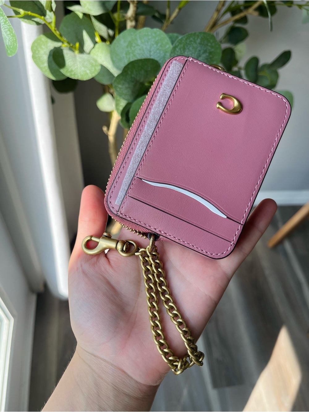 Coach Essential Chain Card Case Peony - Picture 7 of 11